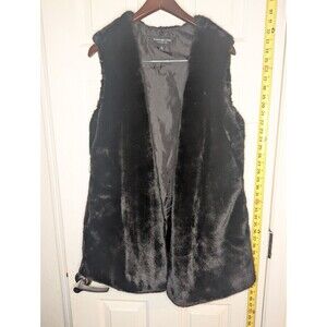 Marc New York By Andrew Mark Faux Fur Vest Black Womens Size Medium